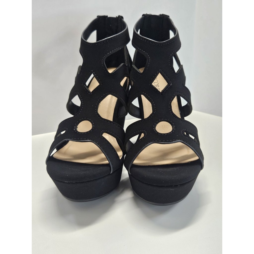 Marco Republic, Woman's Size 5.5 Black Nubuck, "Peru" Platform Wedge Heels